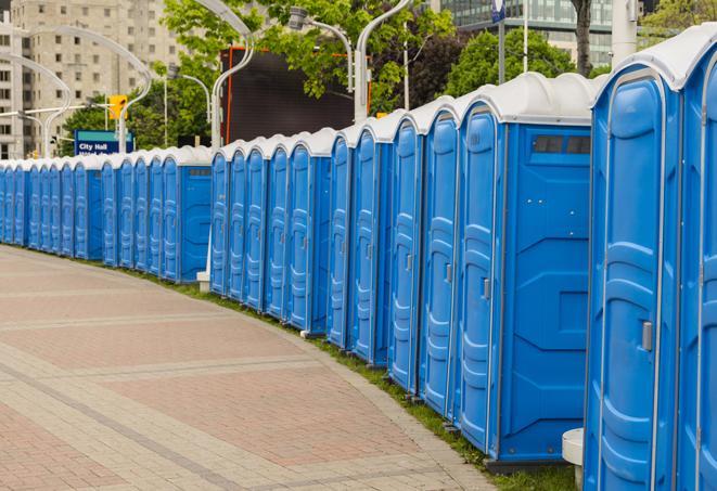 Seasonal porta potty units set up at a Salisbury, Maryland venue