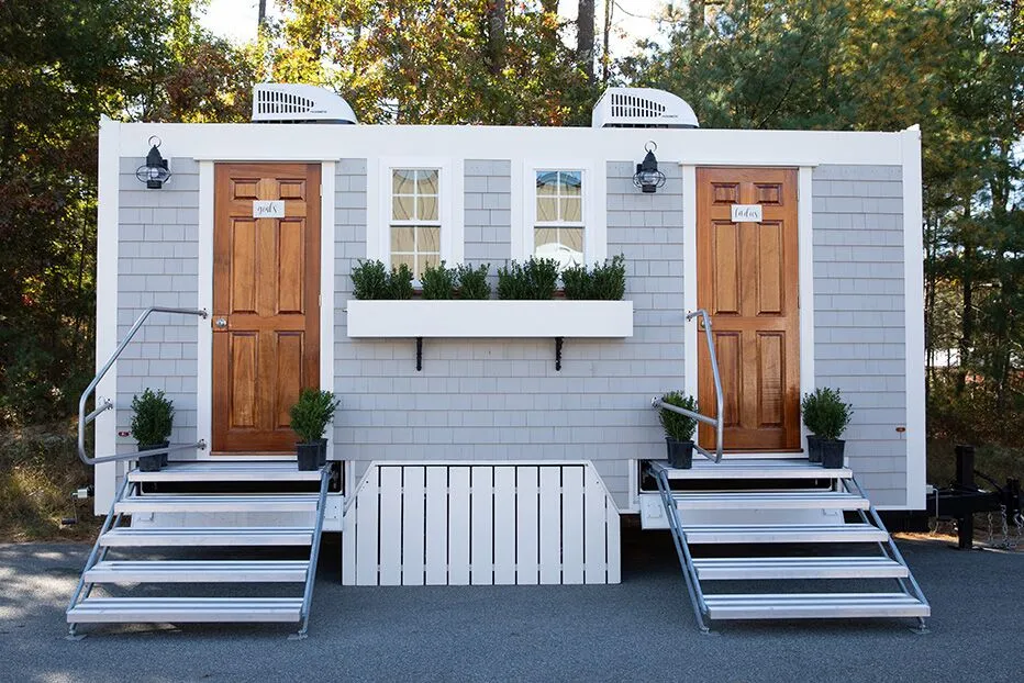 Wedding restroom units discretely staged at a venue in Salisbury, Maryland